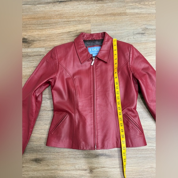 Edge Italian Fashion Vintage Pink Leather Zip Jacket Sz M - Picture 9 of 14